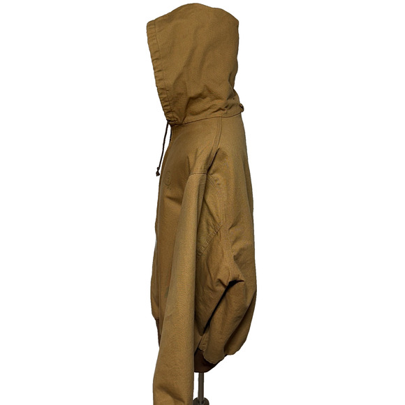 Vintage Carhartt Jacket Mens 2XL Brown Canvas Full Zip Hooded Thermal Coat JR106 - Picture 9 of 11